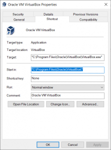 Find the VirtualBox install location from the launch icon properties