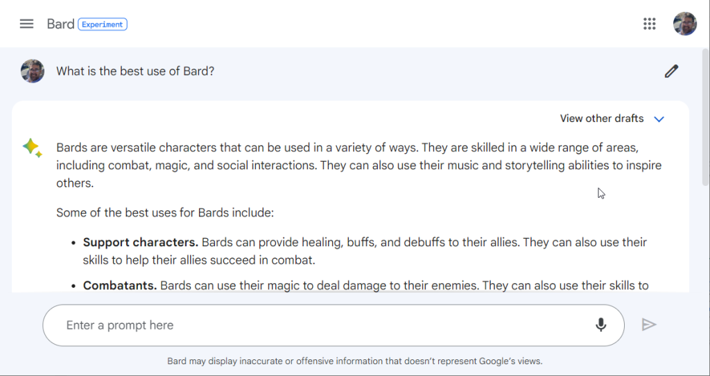 What is the best use of Bard?