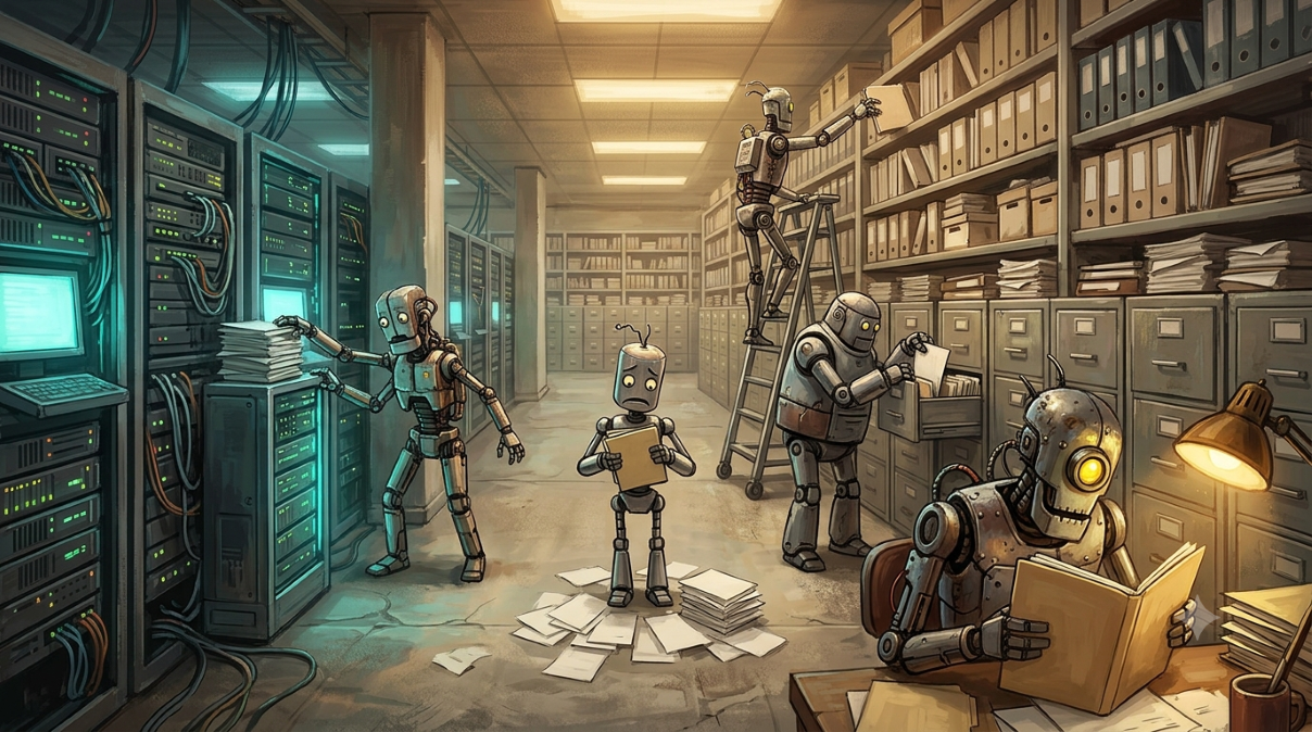 Robots looking for data with varying degrees of success